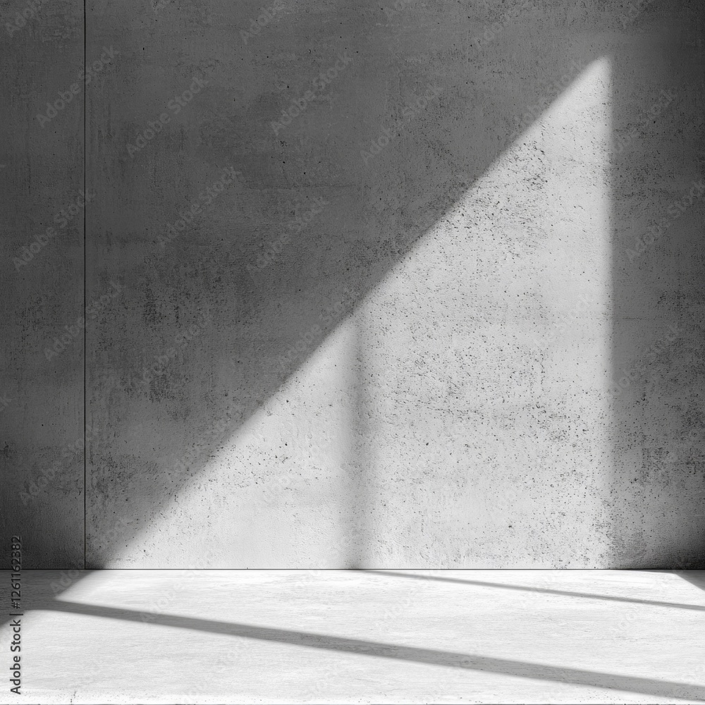 Poster soft shadows stretch across the textured cement wall, creating a captivating interplay of light and 