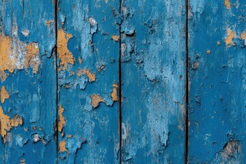 Obraz premium Weathered Blue Wooden Planks Showing Aged Paint