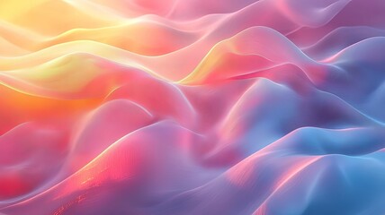 Obraz premium Soft, flowing abstract waves in vibrant pastel colors, creating a serene and dreamy atmosphere ideal for backgrounds or artistic projects.