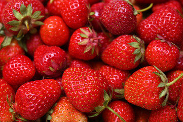 delicious fresh strawberries closeup bunch