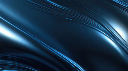 Abstract Blue Chrome Metal Background With Elegant Waves Design