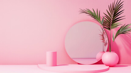 pink background with flowers