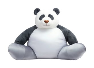 Adorable front view panda plush home product isolated on transparent background
