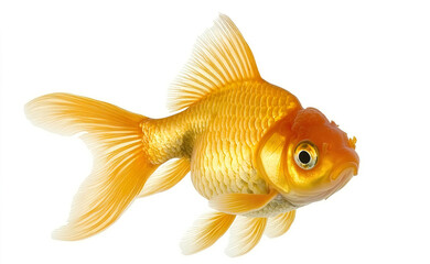 Close-Up of a Goldfish Isolated on White Background for Stock Image