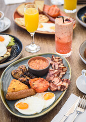 Traditional English breakfast served 