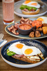 Traditional English breakfast served 
