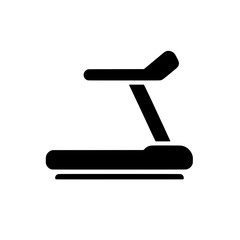 Treadmill Icon: A sleek, minimalist black and white icon of a treadmill, perfect for fitness apps, websites, and presentations.  