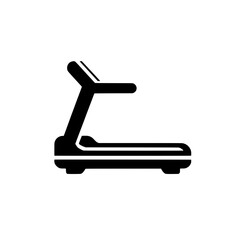 Treadmill Icon: A sleek and minimalist icon of a treadmill, perfect for fitness apps, websites, and infographics.  The simple black silhouette design represents exercise, fitness, cardio.