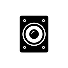 Subwoofer Speaker Icon:  A simple yet detailed vector icon of a subwoofer speaker, perfect for audio equipment, music technology, and sound system related projects.  Suitable for websites, apps.
