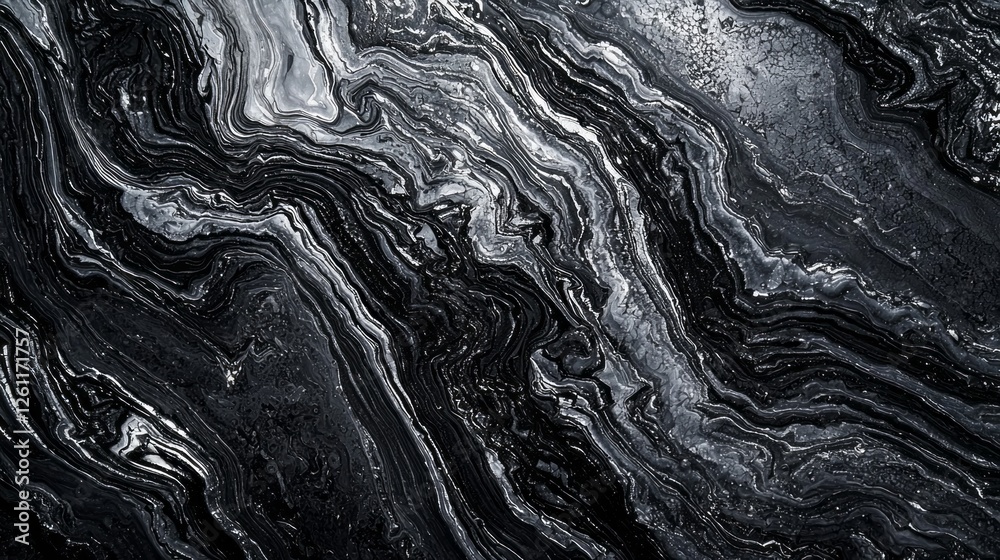 Aufkleber A captivating display unfolds with the dynamic interplay of black, white, and gray tones, swirling together in fluid patterns. The textures create depth and intrigue, inviting exploration