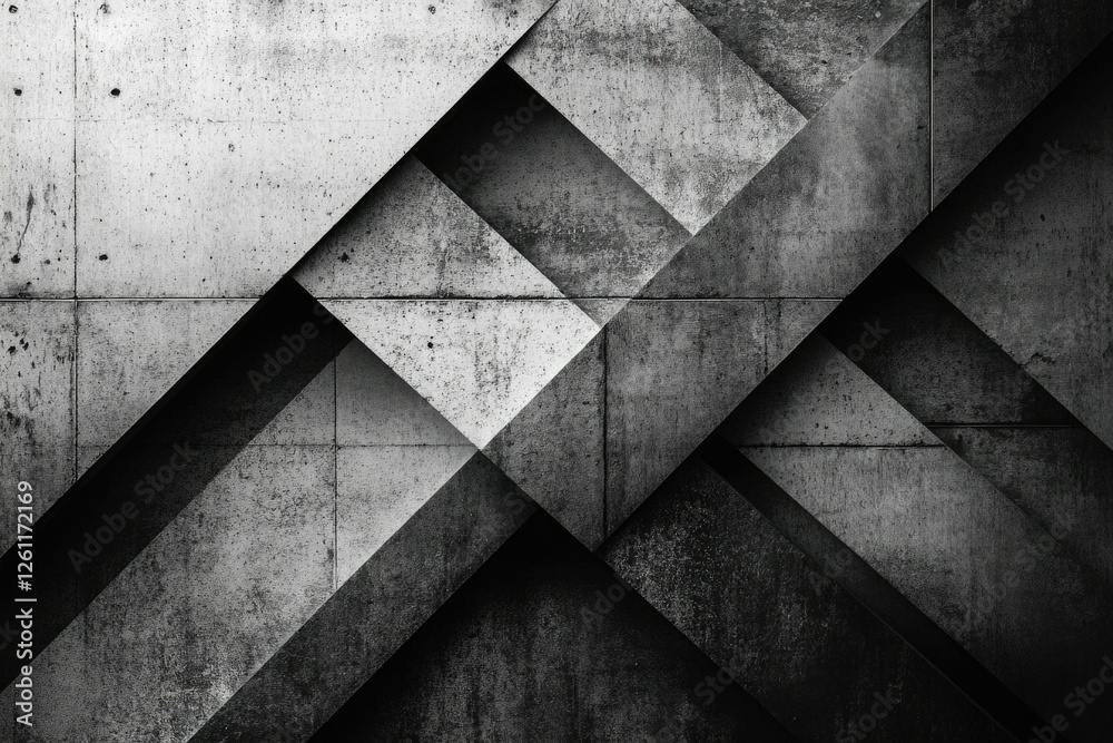 Aufkleber Abstract geometric concrete wall with intersecting diagonal lines creating a modern and textured pattern.