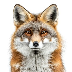 Obraz premium Red fox portrait, wildlife, close-up, white background, nature photography