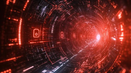 Abstract Digital Tunnel Showing Data Security