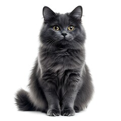 Obraz premium Gray cat sitting, white background, pet portrait, website use