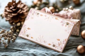 Fototapeta premium christmas decoration on wooden background