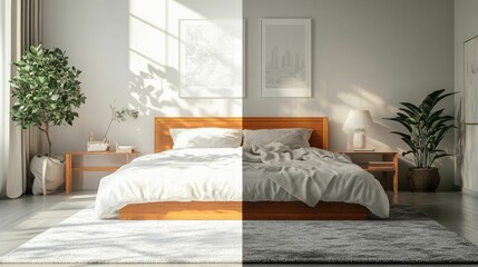 Serene minimalist bedroom sunlight design