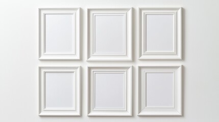Empty White Picture Frames on Wall for Display or Decoration