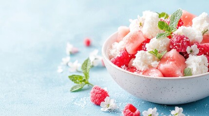 Summer watermelon, feta, raspberry salad