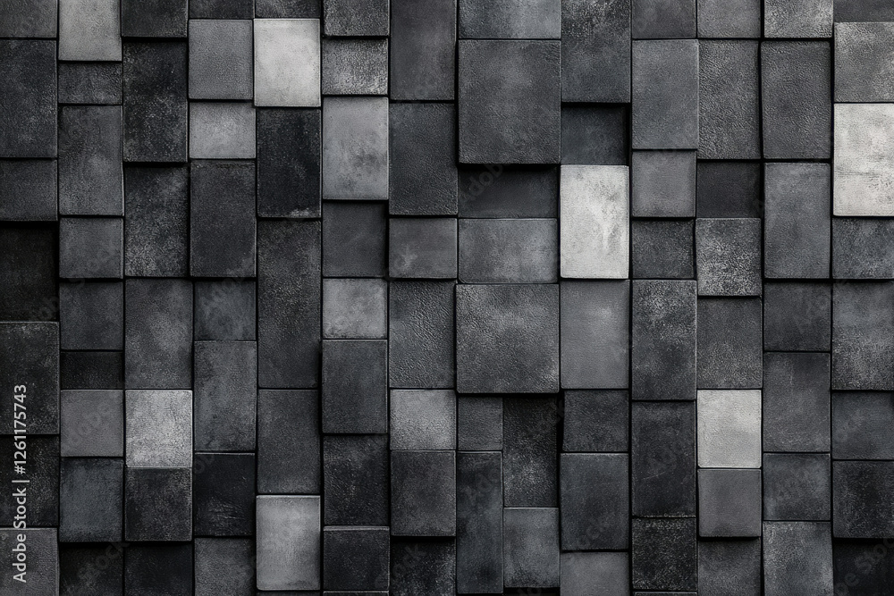 Aufkleber Abstract monochrome background of various sized rectangular blocks creating a textured wall.