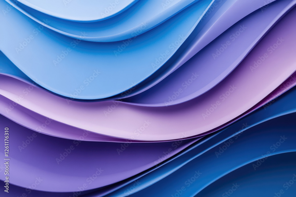 Poster Abstract image with layered, wavy forms in shades of blue and purple, creating a dynamic and flowing design.