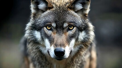 Fototapeta premium Majestic wolf portrait, forest background, wildlife photography, nature documentary
