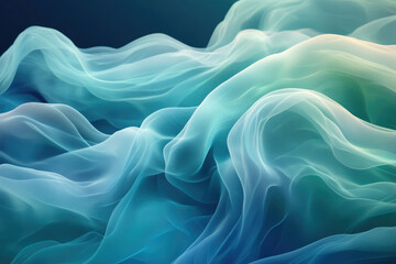 Obraz premium Abstract image of flowing, translucent teal fabric with soft, wave-like folds.