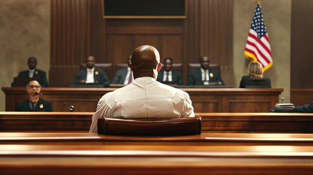 Courtroom Scene of Police Brutality Victim Seeking Justice