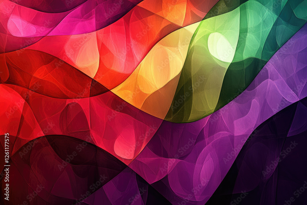 Poster Abstract art showcasing vibrant, flowing color gradients in a wave-like pattern.
