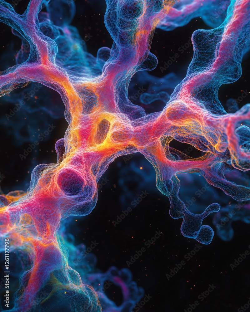 Poster Exploring vibrant colors and patterns in a neuro-map's connections