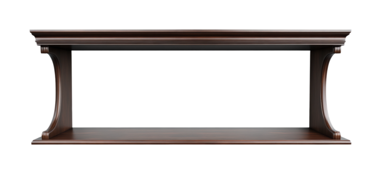 Sophisticated wooden shelf interior view isolated on transparent background