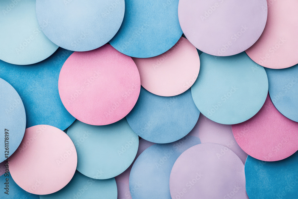 Poster Abstract pastel-colored circles overlapping, creating a visually appealing and textured background.
