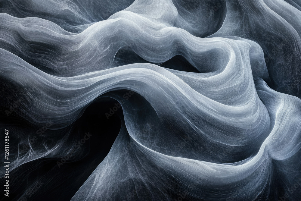 Aufkleber abstract swirling grayscale artwork resembling flowing fabric or a celestial nebula.