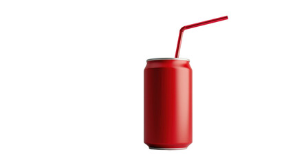 Red soft drink cup with straw on transparent background