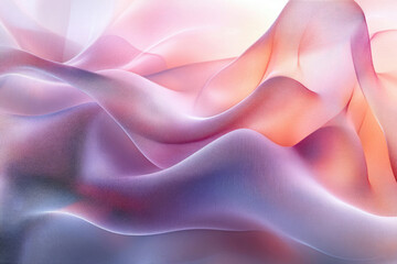 Obraz premium Abstract image of flowing, translucent fabric in pastel pink, purple, and orange hues.