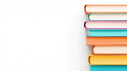 Stack of Colorful Books on Light Background for Education Concept