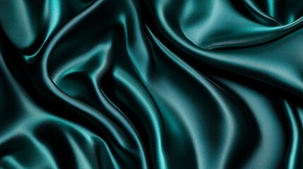 Obraz premium Teal Silk Fabric Draped in Soft Waves