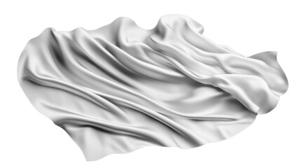 White satin fabric flowing on transparent background