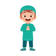 little muslim kid with greeting pose