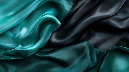 Obraz premium Teal and Dark Green Silk Fabric Draped Beautifully