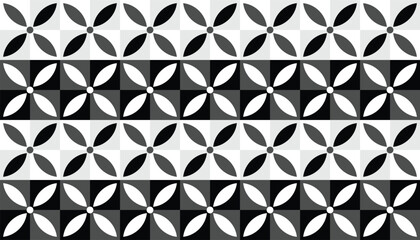 Obraz premium Stylish floral motifs and circles in a combination of grey, black and white. Interfacing such as polka dots creates a visually interesting surface