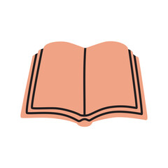 Doodle open book icon hand drawn in a modern minimalistic style isolated on white background. Vector illustration