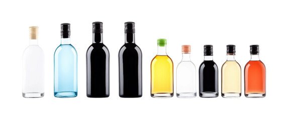 Studio product white spirit bottles isolated on transparent background