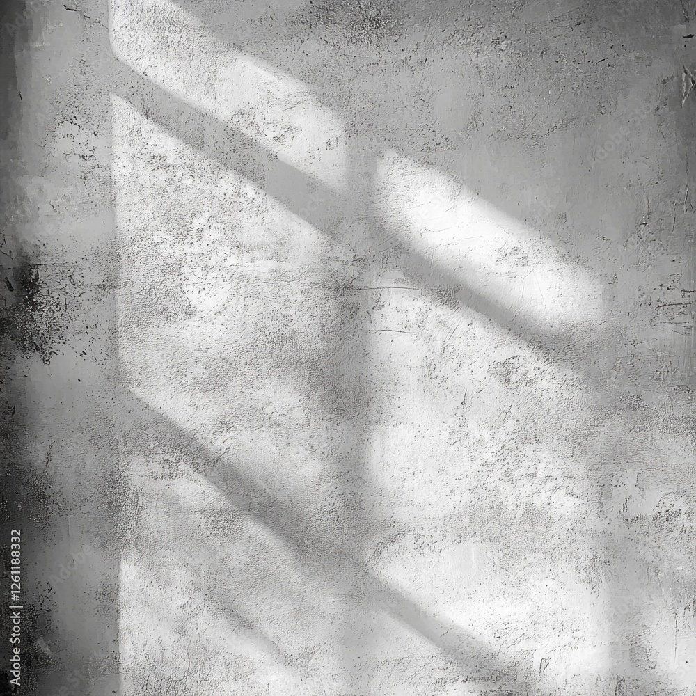 Poster light filters through a nearby window casting elegant shadows on the rough surface of a dark gray ce