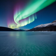 Fototapeta premium Northern Lights Over a Frozen Lake