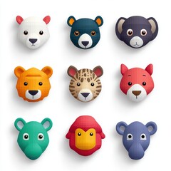 Playful Animal Faces in Colorful Illustrations for Children