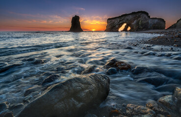 Sunrise at Cape Bird Island on Sakhalin Island, Russia