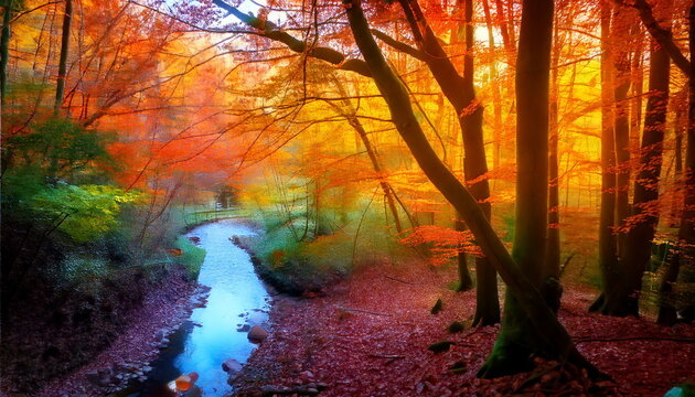 Bach in einem bunten Wald