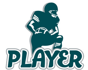 silver and midnight Green football player with ball, sport vector graphics, for street art - graffiti lettering typography - art illustration - multicolor - writen	