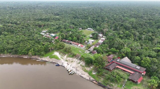 Paisaje Playa Selva Bosque Rio Iquitos Amazonas Drone
