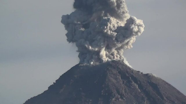Explosive eruption from the summit of Colima volcano in Mexico.